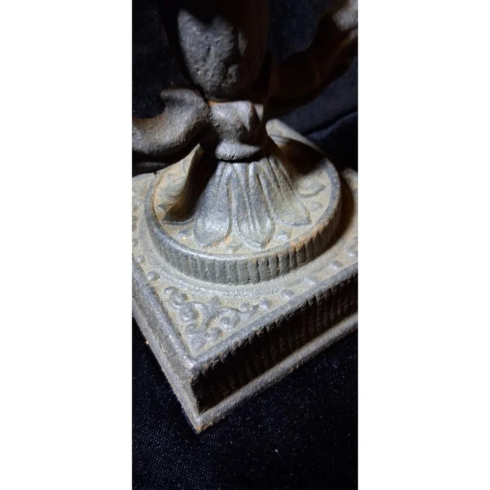 Vintage Wilton Ornate Black Cast Iron Taper Candle Holder Made In USA